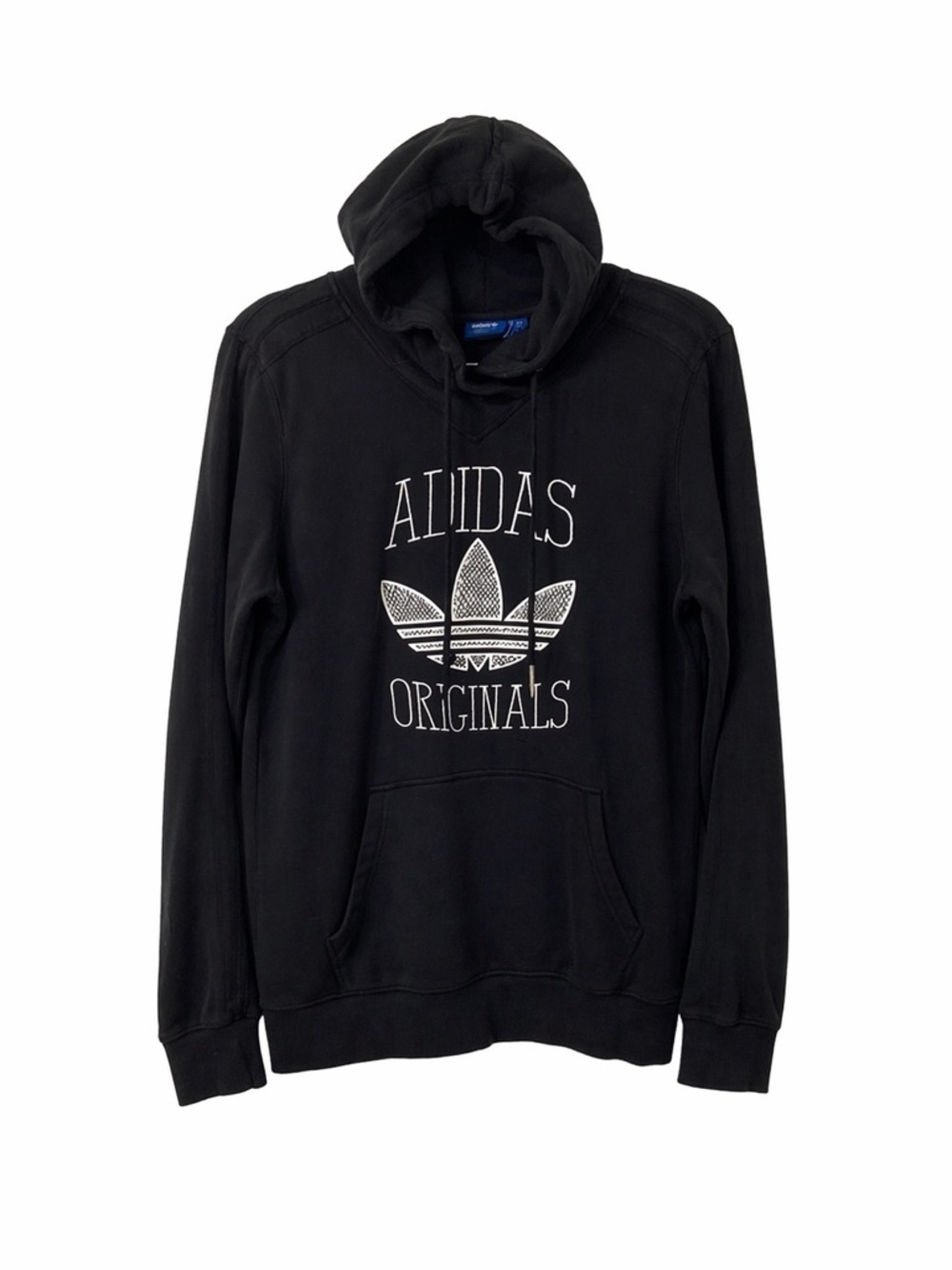 Adidas  Black Stone Wash,Long sleeve Hoodie with White Trefoil Logo.Size-Medium